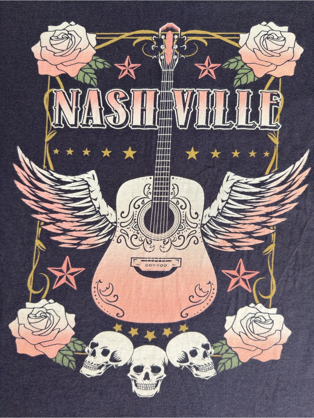 Messy Buns Lazy Days Nashville Graphic Tee Skull Rose Country T Shirt Size S